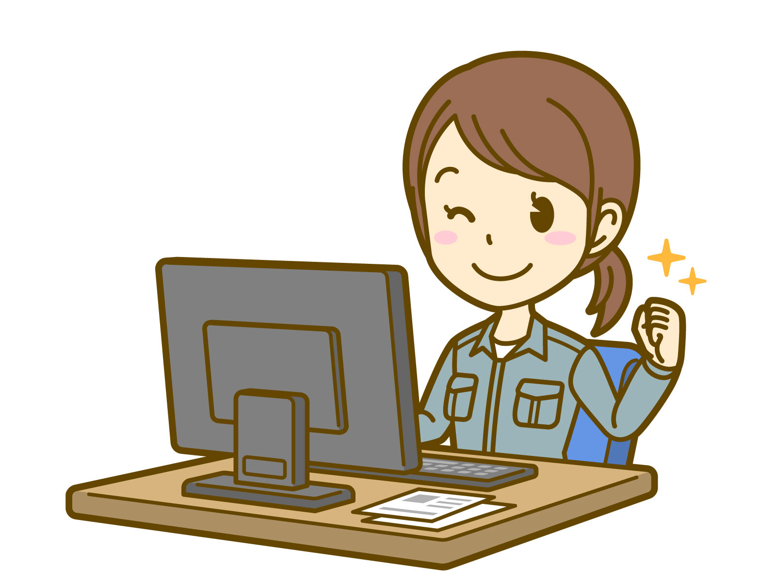 パソコン作業する作業員